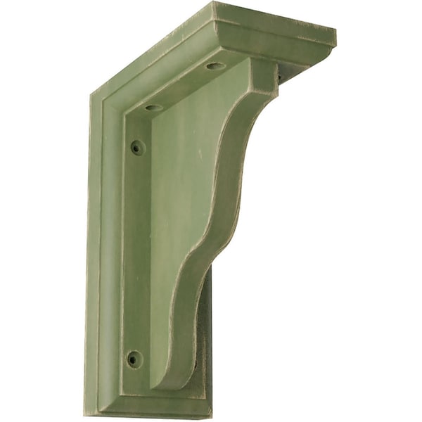 Ekena Millwork 3"W x 5"D x 7"H Hamilton Traditional Wood Vintage Decor Bracket, Restoration Green BKTWD03X05X07HAGR - main